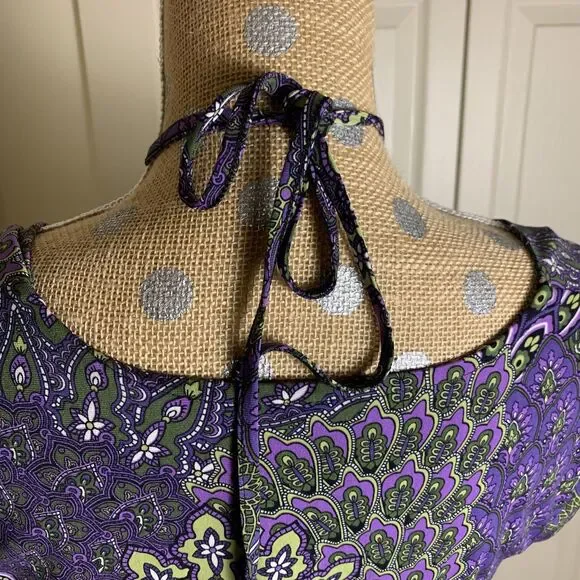 Vintage Y2K Purple Floral Top Tunic Embellished Retro Fairy Goth Medium - Picture 7 of 13